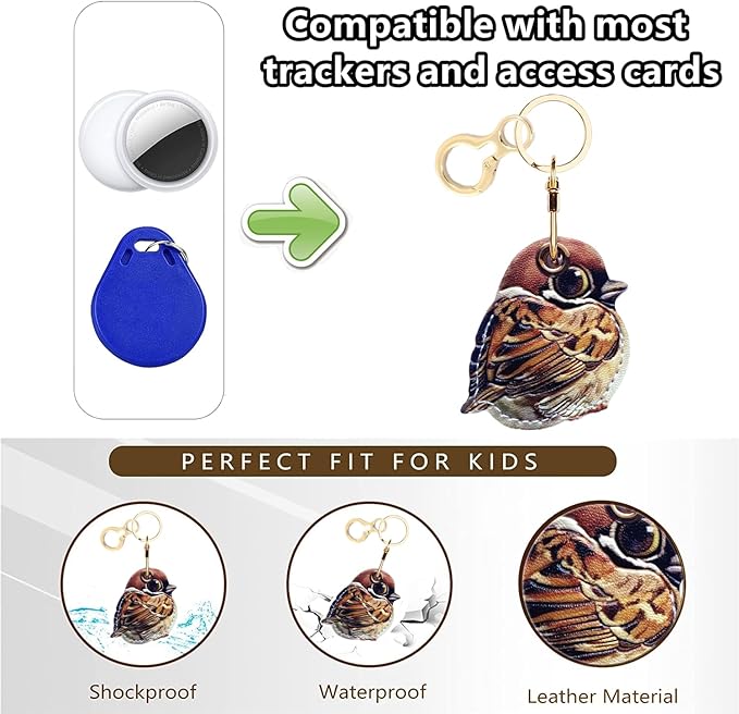 Leather Keychain Holder Case Compatible with AirTag,Cute air tag Cover with Keychain Ring,GPS Tracker Case for Keys