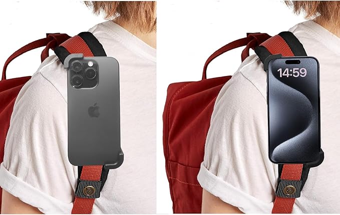 FORZEN Backpack Strap Clip Mount for iPhone,Backpack Shoulder Strap Phone Mount,Backpack Strap Phone Holder Outdoor Live Free Your Hand Black