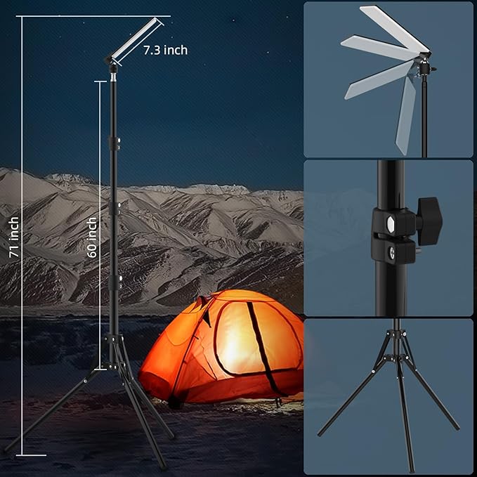 Camping Light, Telescoping Lantern Light, Work Lights with Stand for Garage Mechanics Workshop Outdoor,Adjustable Metal Telescoping Tripod 6Ft