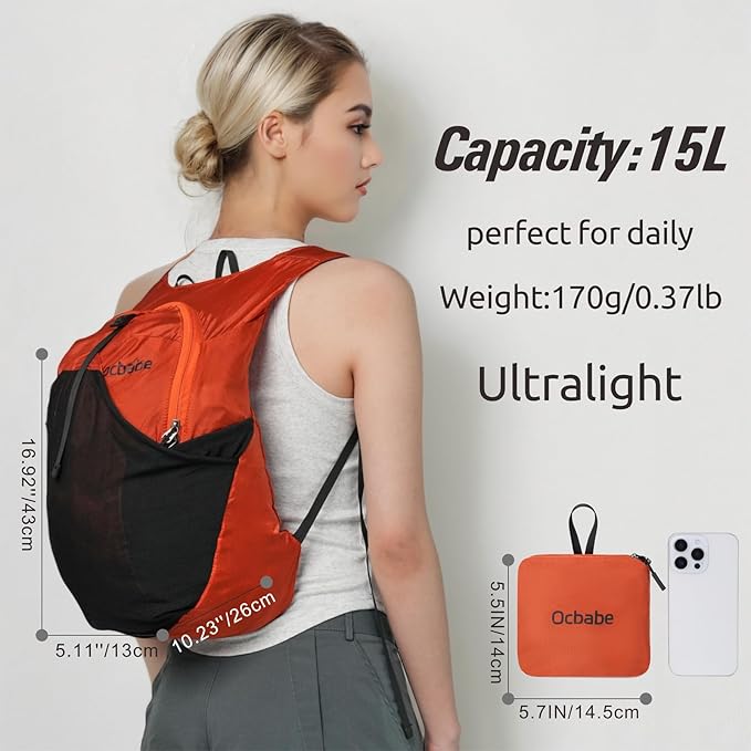 Ultra Lightweight Foldable Backpack,Water Resistant Small Packable Hiking Daypack Outdoor Camping Travel Bag