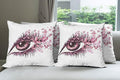 Ambesonne Butterflies Throw Pillow Cushion Case Pack of 4, Female Eye Eyelashes Mascara Stare Party Makeup Animal Print, Modern Accent Double-Sided Digital Printing, 20", Pink White