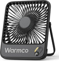 Warmco 10000mAh Portable Travel Fan 7-inch, Max 24H Runtime, Ultra-thin Quiet Rechargeable Battery Operated Desk Fan with Digital Display for Camping, Office, Bedroom, Cruise Essentials