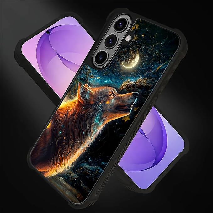 for Samsung Galaxy S26 Case,Graphic Design for Girl Boy Soft Silicone Hard Acrylic Shock Protection Designed for Samsung Galaxy S26 Star Cave Hungry Wolf Pattern