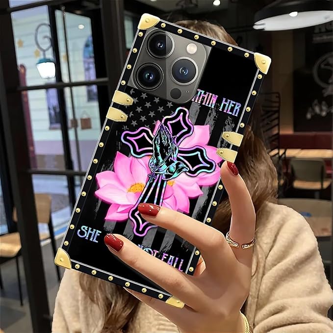 Compatible with iPhone 12 Pro Max Case, Praying Cross Hands Luxury Golden Decoration for Girl Women Soft TPU Shockproof Protective Hard PC Back for iPhone 12 Pro Max