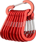 Booms Fishing CC5 Multi-Use Carabiner Clips, 10 Pack 2.3"/ 3.1" Caribeener Clips, Mini Keychain Caribeaner Clip, Aluminum D Ring Carabiners
