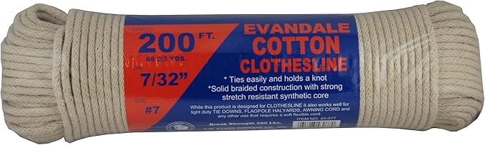 T.W Evans Cordage 43-077 7/32-Inch Evandale Cotton Clothesline 200-Feet Hank
