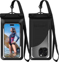 Waterproof Phone Pouch, with Interior Card Pocket, Large Waterproof Phone Case for iPhone 17 16 15 14 Pro Max, IPX8 Lightweight Cellphone Dry Bag, Beach Cruise Ship Essential,1 Pack-Black-8.3″
