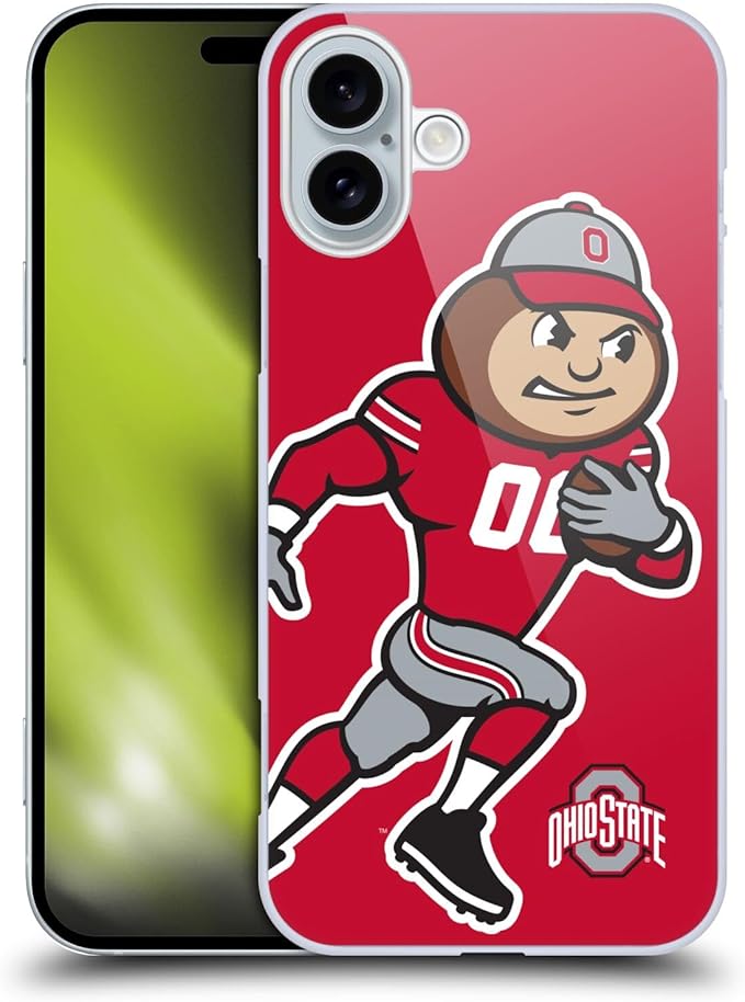 Head Case Designs Officially Licensed Ohio State University Mascot Oversized Football Graphics Hard Back Case Compatible with Apple iPhone 16 Plus