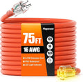 75 FT Outdoor Extension Cord Waterproof, 16/3 Gauge Heavy Duty 3 Prong Power Cord with Lighted Indicator End, 13A 125V 1625W SJTW, ETL Listed, Great for Lawn/Garden/Home(Orange)