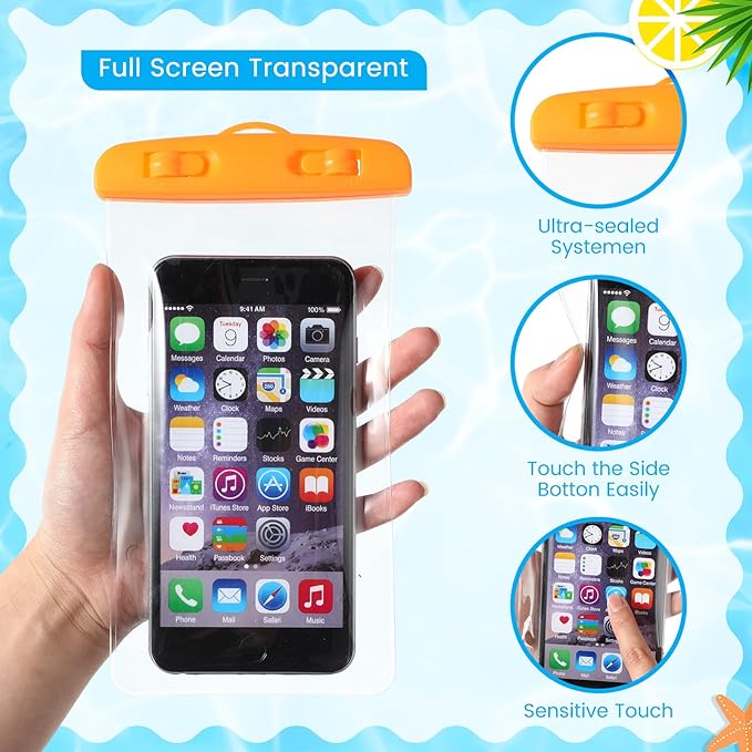 Flutesan 40 Pack Universal Clear Waterproof Phone Pouch Cell Phone Pouch Dry Bag Waterproof Cases Bag with Lanyard for Outdoor Sport Water Games Protect, up to 7 Inches (Colorful)