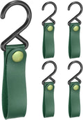 uxcell 5pcs PU Leather Hooks, S-Shape Hooks for Outdoor Camping Hanging Pots Pans Utensils Dark Green