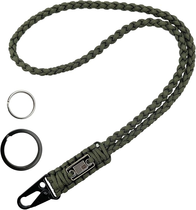 DDOUT Heavy Duty Paracord Lanyard 550 Paracord Braided Keychain for ID Badges, Camera, Whistle, Traveling, Outdoor Activities