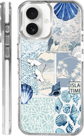 Case for iPhone 16,[Compatible with MagSafe],Sea Life Ocean Waves Seashell Collage Phone Case Design，for Women Girls Magnetic Clear Cover - Slim, Sleek, & Shockproof Protection