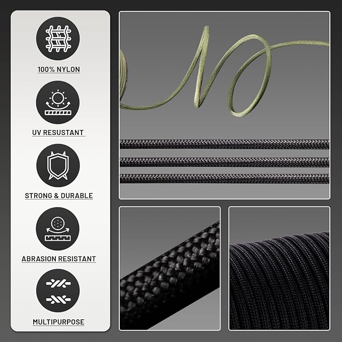 550 Paracord Rope,100ft/330ft 9 Strand Parachute Cord 4mm,Tactical Paracord Rope para Cord Lanyard for Climbing,Tent,Camping,Hammock,Clothsline,Hiking,Fishing,Survival Bracelet