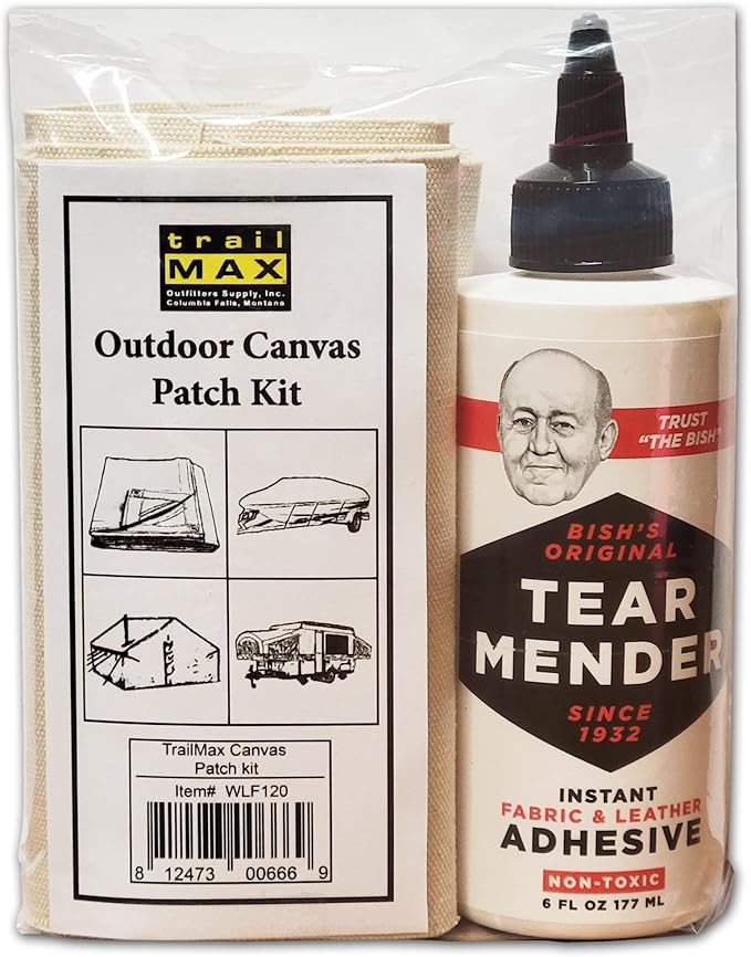 TrailMax Outdoor Canvas Patch Kit to Repair Pop-Up Campers, Canvas Tents, Boat Covers, Tarps