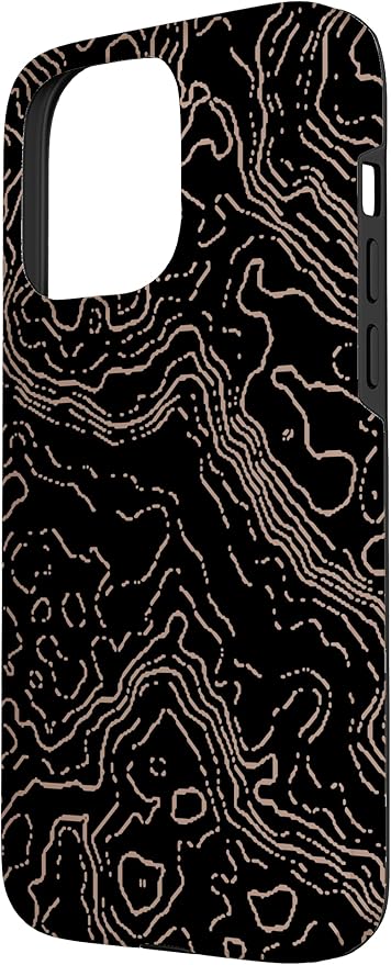 Topography Black & Brown Abstract Pattern Topographic Map Case for iPhone 15 Pro Max