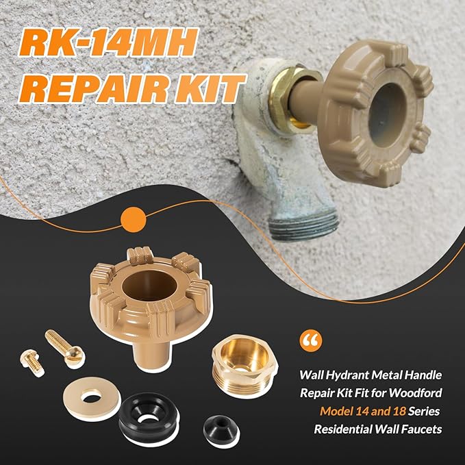 RK-14MH Repair Kit Metal Handle Replacement for Woodford Model 14 & Model 18 Outdoor Faucets (7Pcs)