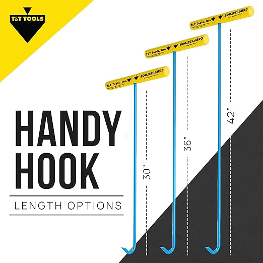 T&T Tools Heavy Duty Handy Hook – Portable 36 Inch with 3/8" Round Pump Hook End –Multipurpose Lifting and Pulling Tool for Manhole Covers, Septic Tanks, Storm Drains, Sewer Lids & More –2 Pack