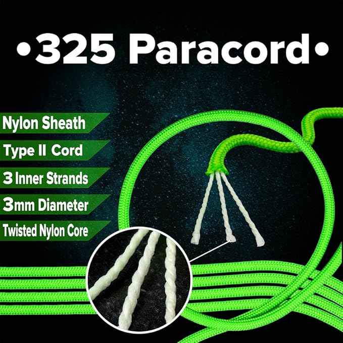 Paracord Planet 325 Paracord – 3 mm Type II Nylon Parachute Cord with 3 Inner Strands (Imperial Red, 25 ft)