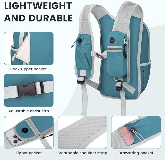 Small Hiking Backpack 15L-Lightweight Packable Foldable Backpack for Travel Camping Outdoor Commute,Compact Rucksack for Women Men(Blue)