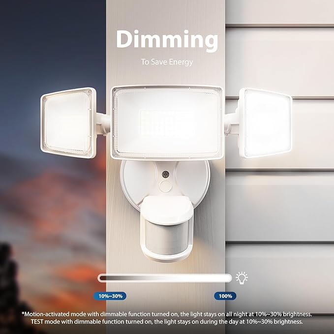 Onforu 100W LED Motion Sensor Outdoor Lights, Dusk to Dawn Flood Light Outdoor Motion Sensor, Hardwired Security Lights Floodlights Outside 11000LM 6500K Daylight IP65 Waterproof (White) (Pack of 2)