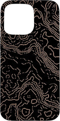Topography Black & Brown Abstract Pattern Topographic Map Case for iPhone 15 Pro Max