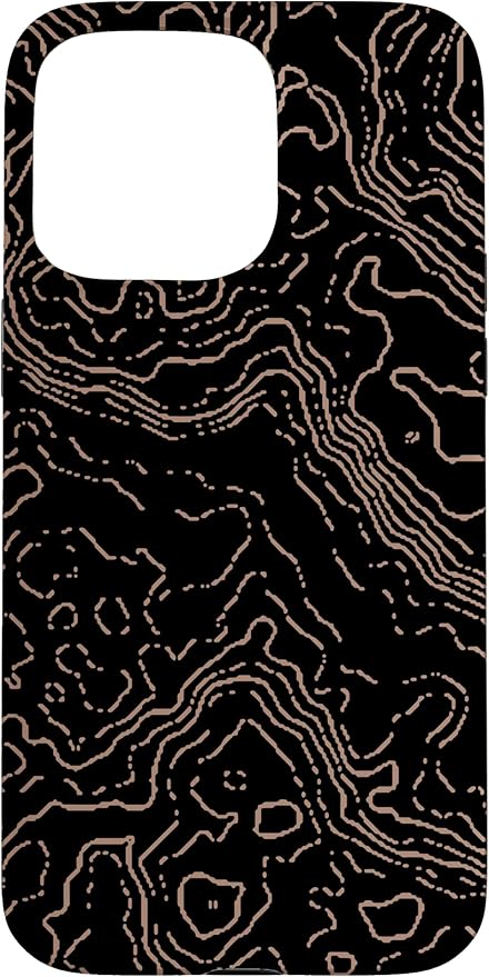 Topography Black & Brown Abstract Pattern Topographic Map Case for iPhone 15 Pro Max