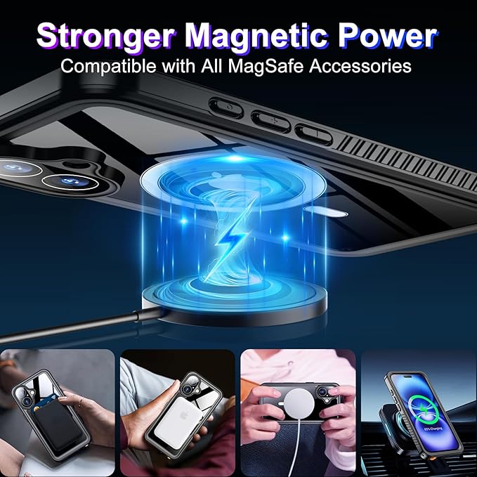 Red2Fire 2025 New Designed for iPhone 16 Case Waterproof, [Compatible with MagSafe][Built-in Camera & Screen Protector][Full Body Shockproof][IP68 Waterproof][Dustproof] Phone Case for iPhone 16 6.1"