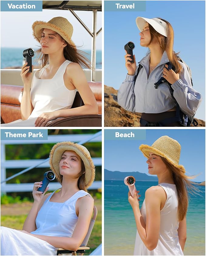 MUXNW Mini Turbo Jet Fan: Portable Small Pocket Handheld Personal Rechargeable Battery Operated USB Charger Keeping Cool In Hot Weather For Travel Beach (Gray)