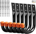 HORUSDY 6-Pack Heavy Duty Metal Wall Hooks, Large Garage Storage & Organization Hooks for Tools, Extension Cords, Ladders, and Bags, Wall Mount J Hooks for Indoor Outdoor Use, Black