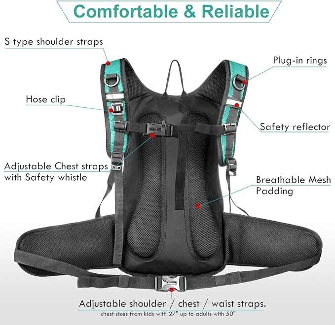 Mothybot Insulated Hydration Backpack Pack with 3L BPA Free Leak Proof Water Bladder, Large Storage Lightweight Hiking Daypack with Waist Pouches & Cooler Layer, for Running, Biking, Camping, Festival