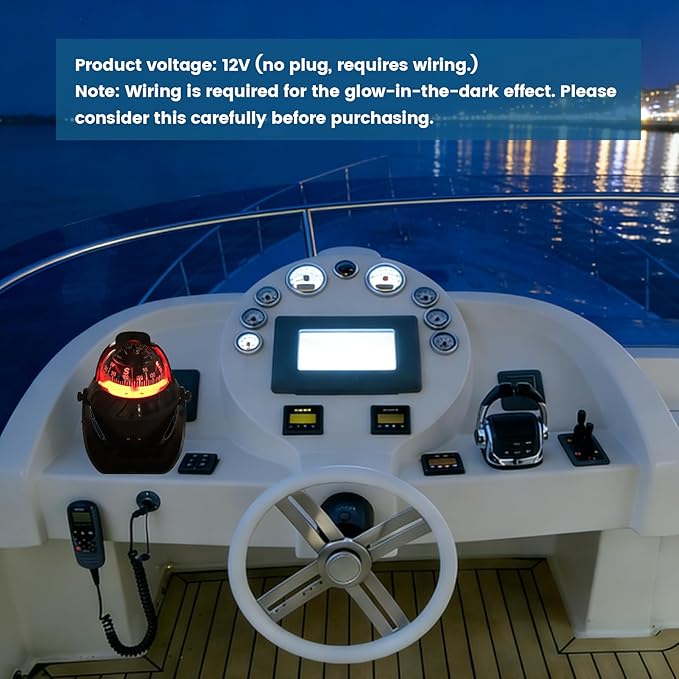 Vehicle Dashboard Compass LED Light Auto Dash Mount Navigation Automobile Direction Indicator for Car Boat Truck