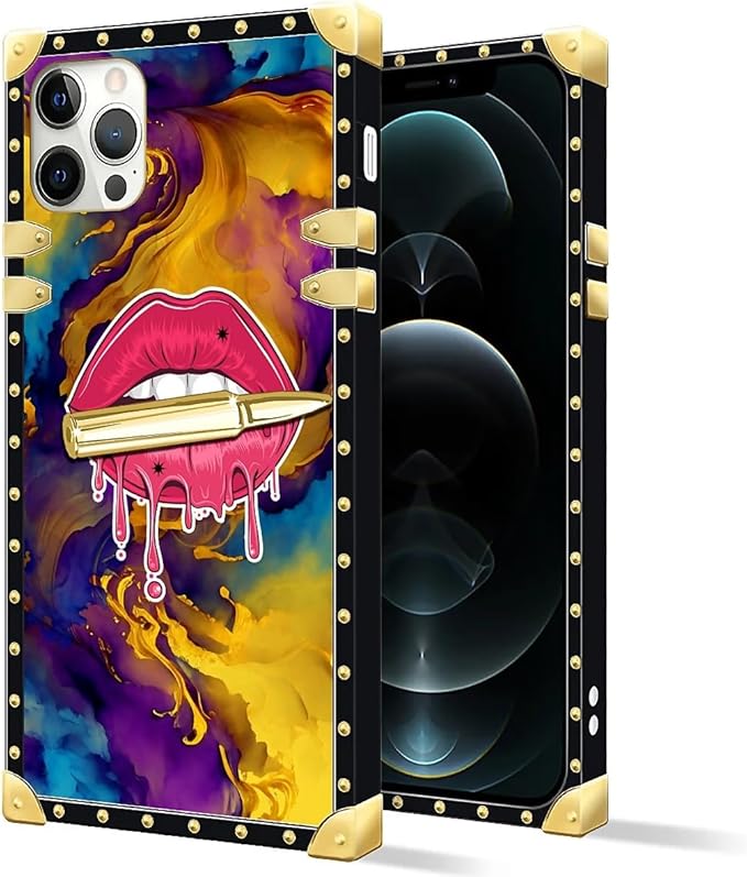 Compatible with iPhone 11 Pro Max Case, Cool Corlorful Lip Marble Luxury Golden Decoration for Girl Women Soft TPU Shockproof Protective Hard PC Back for iPhone 11 Pro Max