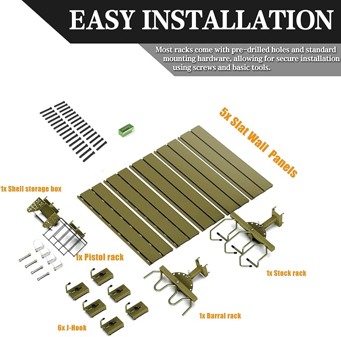 Wall Rack System - Heavy-Duty Aluminium Tactical Storage for Rifles, Carbines, Shotguns & Handguns, Modular Slatwall Organizer Holds up to 3 Rifles, 7 Pistols & 4 Mags