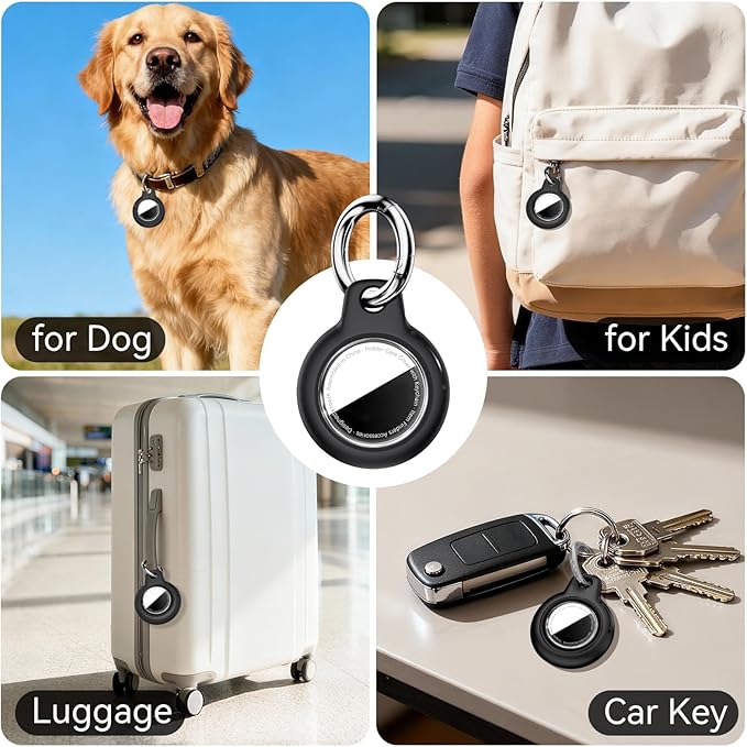 for Apple AirTag 2nd & 1st Gen, Waterproof Case for AirTag Holder Keychain,GPS Tracker Cover for Dog,Car Key,Luggage-B89-Black2+Black2