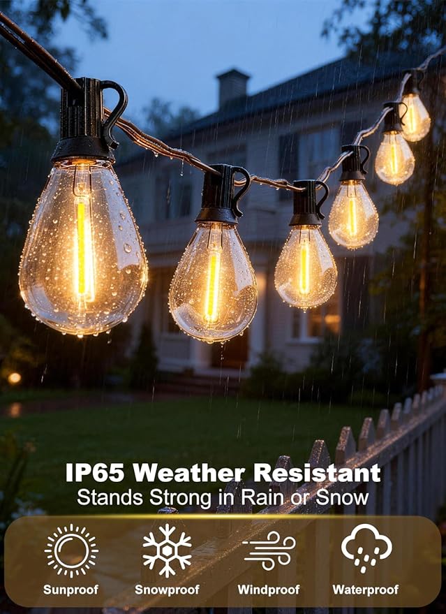 50FT Outdoor String Lights Waterproof, 20+1 Shatterproof S11 LED Bulbs, Extra Long Patio Lights for Outside, Bistro Cafe Decor, Backyard Garden Hanging Lights, Outside Fence Light String