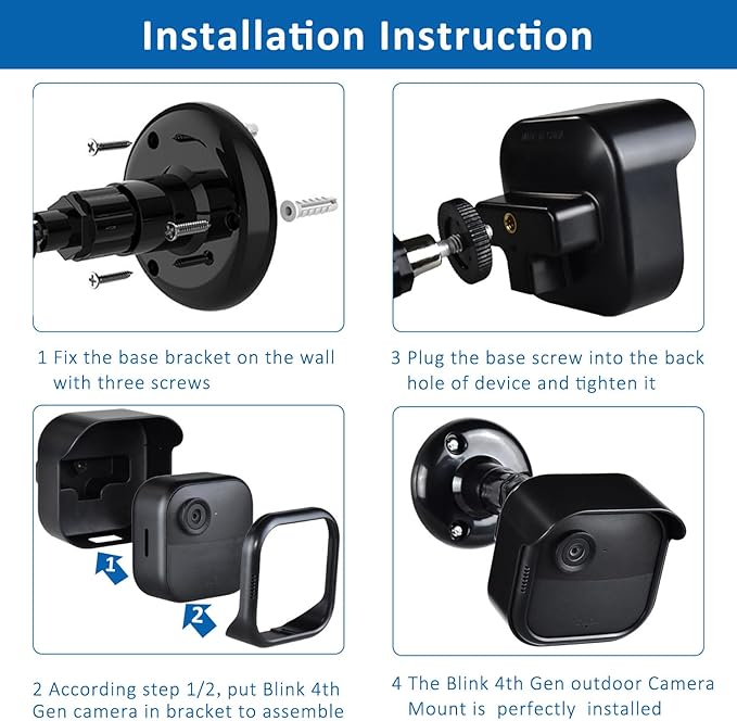 GoHonor All New Blink Outdoor 4th Gen Camera Mounting Brackets,3 Pack Weatherproof Protective Housing and 360 Degree Adjustable with Sync Module Wall Mount (Blink Camera is Not Included)