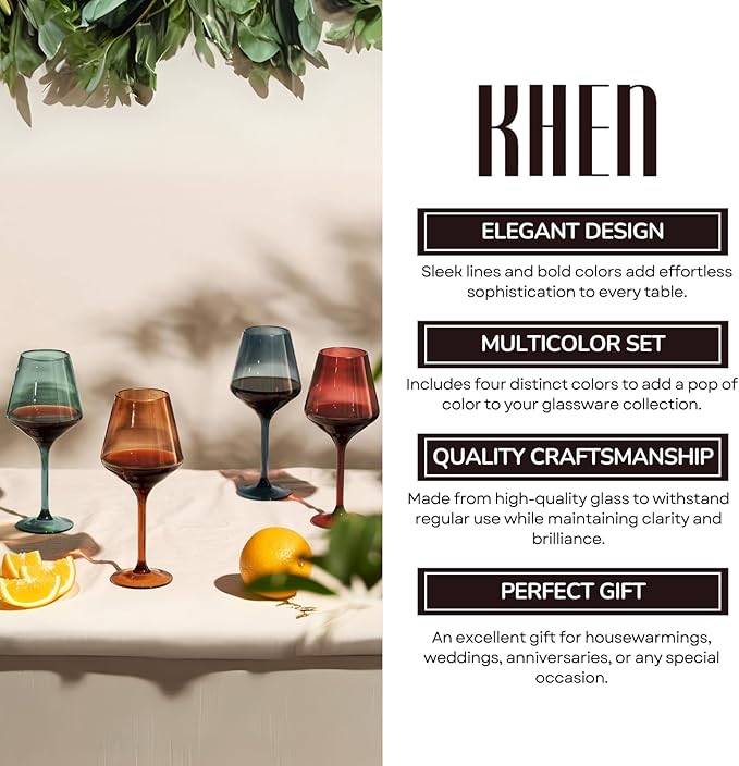 Floating Wine Glasses for Pool (16 Oz | Set of 4) - Shatterproof Wine Glass Set That Float | Outdoor Acrylic Glassware for Poolside, Beach | Stemmed Glass for Patio, BBQ - Muted Colors