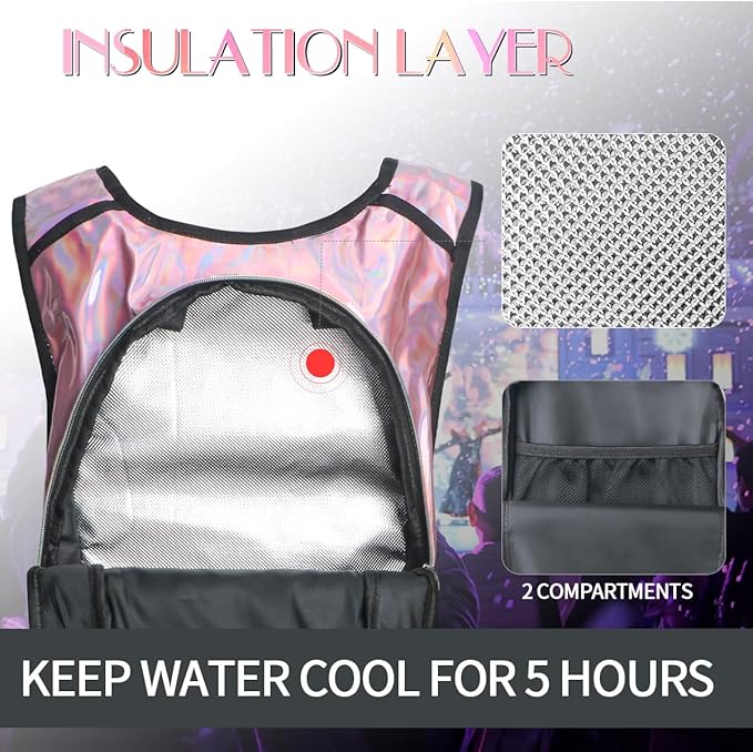 Hydration Pack, Water Backpack with 3L Hydration Bladder Lightweight Insulation, Festival Essential, Rave Hydration Backpack, Hydropack Backpack for Rave, Hiking, Biking, Festival Gear