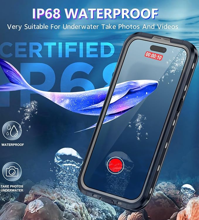 for iPhone 15 Pro Max Case Waterproof | Shockproof Dust Proof Phone Case Cover with Screen Protector for iPhone 15 Promax - Clear