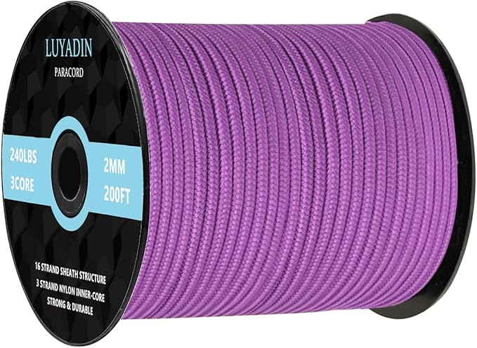 Paracord 240lb - Diameter 2mm Micro Utility Cord -3 Strand Parachute Spool Cord - 100ft 200ft,Paracord for Camping,Hiking,Fishing,Outdoor and DIY