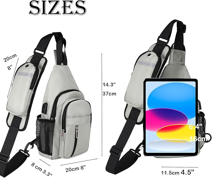 JENAGREEN Sling Backpack Crossbody Sling Bag for Women Men, Multipurpose Travel Hiking Adjustable Chest Bag Casual Daypack
