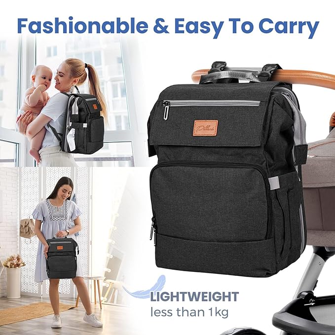 PILLANI Baby Diaper Bag Backpack - Baby Bags for Girls & Boys, Large Waterproof Diaper Backpack - Baby Shower Gifts & Registry Must Haves - Travel Diaper Bags with Changing Pad - Stuff for Newborn
