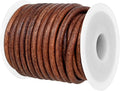 GENIQUE Real/Genuine Round Leather String Cord for Necklace, Bracelets, Jewellery, Braiding (Saddle Brown Distressed, 4mm)