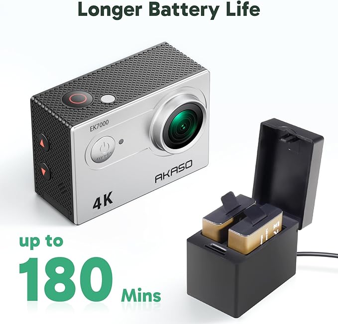 AKASO EK7000 4K30FPS 20MP WiFi Action Camera with EIS Ultra HD 131FT Waterproof Underwater Camera Remote Control 4X Zoom Support External Microphone
