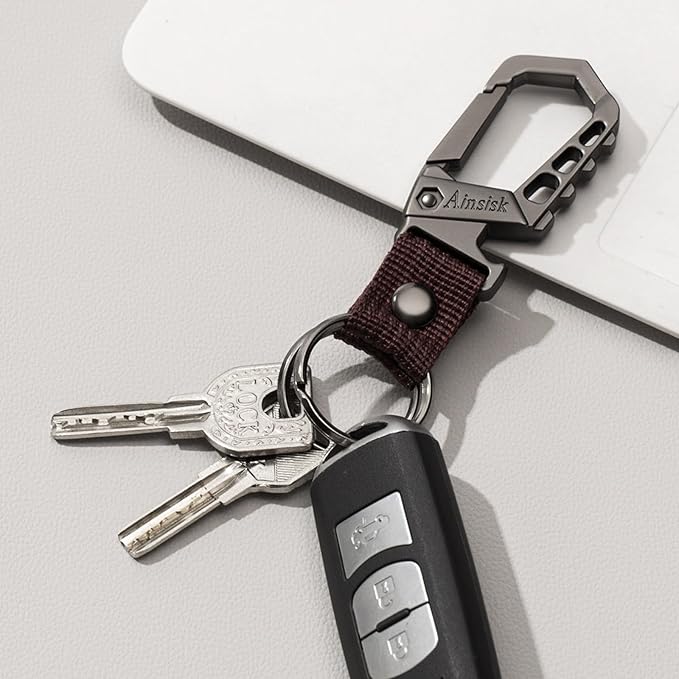 Heavy duty key chain,bottle opener function car keychains,versatile metal snap hook carabiner clip and 2 key rings