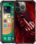 for iPhone 13 Pro Case, Gestures Funny Skull Pattern Graphic Design Girl Boy Soft Silicone Hard Acrylic Shock Protection for iPhone 13 Pro