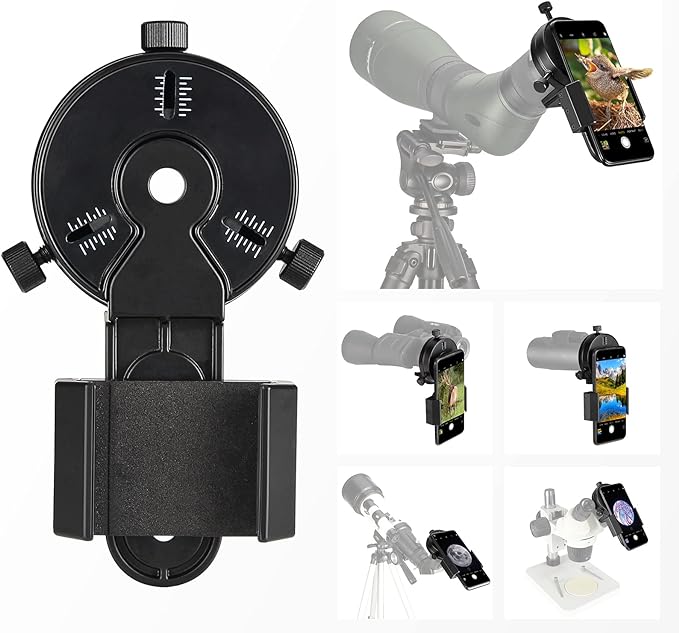 CELTICBIRD - Upgrade Smartphone Scope Adapter Spotting Scope Phone Adapter - Precision Metal Telescope Phone Mount for Spotting Scopes, Binoculars, Monocular, Telescope, Microscope
