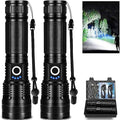 Lylting Led Flashlights High Lumens Rechargeable 2 Pack, 99000 Lumen Super Bright Fashlight with 5000ɱAh Βattery, Waterproof Powerful Flash Light Multifunctional Flashlights for Home Camping Hiking