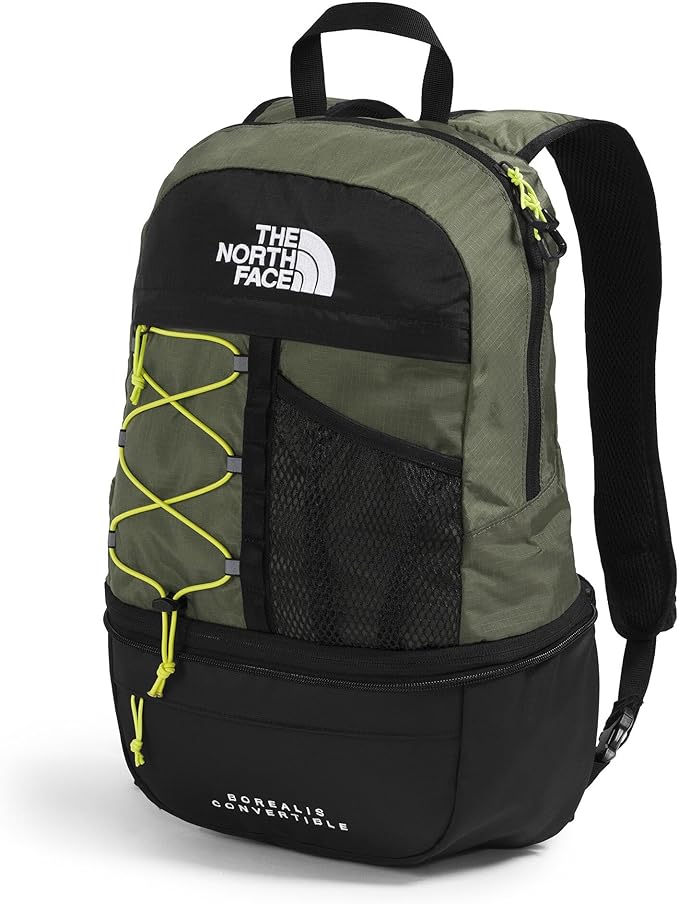The North Face Borealis Convertible Pack - Commuter Laptop Backpack, Removable Lumbar Pack, Water Repellent Finish, New Taupe Green/TNF Black/Fizz Lime, One Size